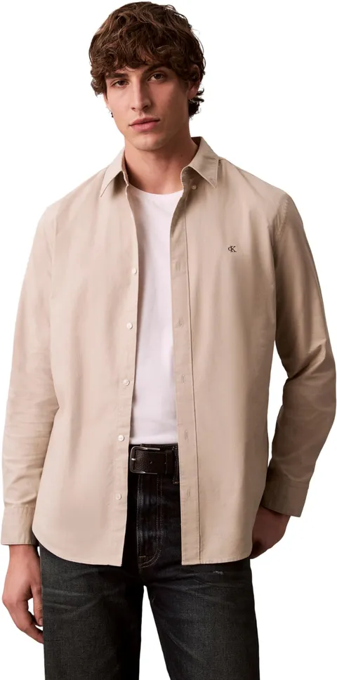 Calvin Klein Camicia Classica da Uomo LS Solid Oxford LV140EM125 Altre Camicie, Marrone