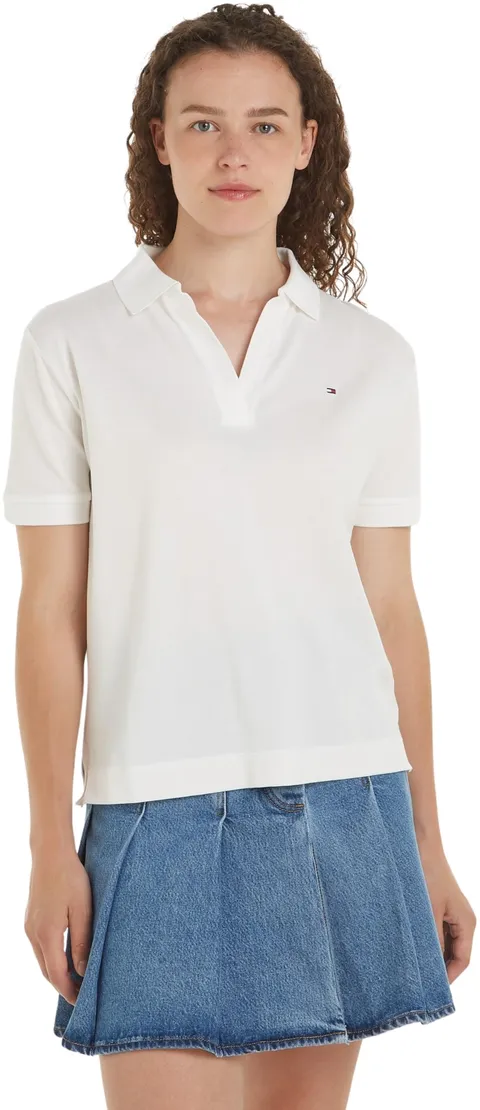 Tommy Hilfiger Maglietta Polo Maniche Corte Donna Regular Fit, Bianco (Ecru), S