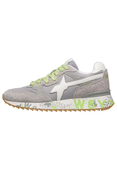 w6yz Sneakers in Tessuto Tecnico e Suede, Grigio-Bianco 40