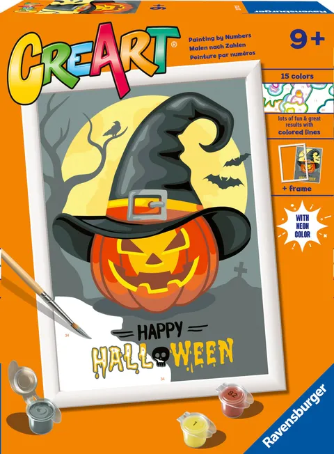 Ravensburger CreArt: Happy Halloween - Dipingere con i Numeri per Bambini 9+ Anni, Kit