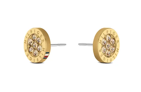 Tommy Hilfiger Jewelry Orecchini a Perno da Donna in Oro Giallo con Cristalli - 2780566