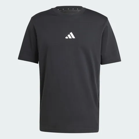 adidas Uomo Essentials Small Logo Single Jersey Shirt, Black/White, M