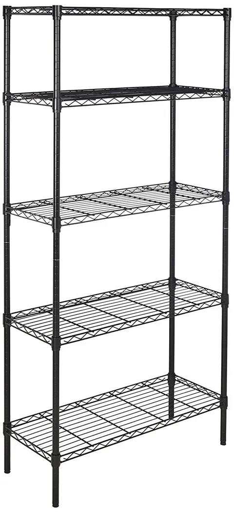 Amazon Basics Scaffaliera a 5 ripiani, altezza dei ripiani e piedini di livellamento