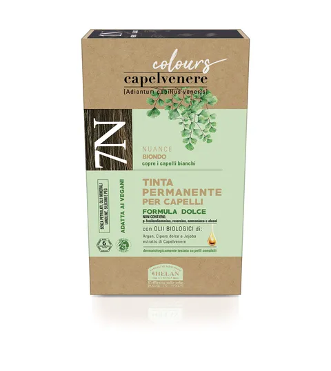 Helan, Capelvenere Colours, Tinta per Capelli Naturale Permanente Formula Dolce 7N