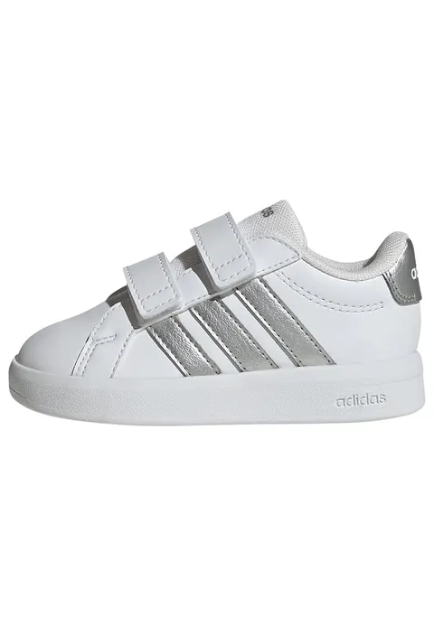 adidas Unisex - Bimbi 0-24 Grand Court 3.0 Infants Shoes, Ftwr White/Silver Met./Silver