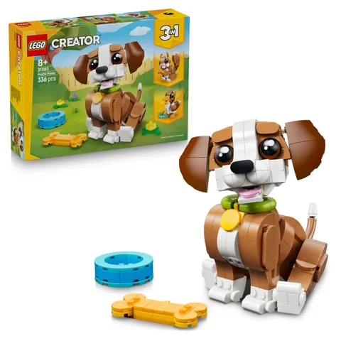 LEGO Creator 3in1 Cute Animals: Playful Puppy Dog Toy - Pet Animal Figure Transforms into