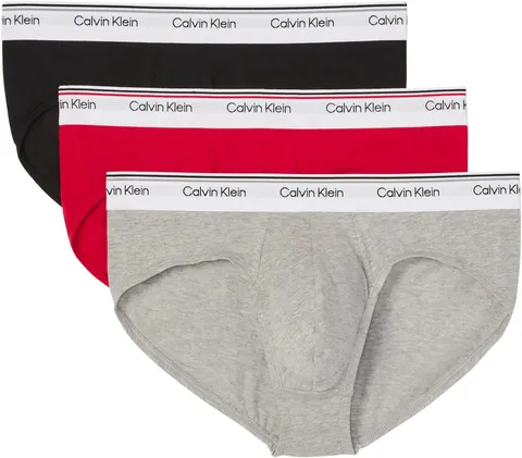 Calvin Klein Uomo Slip Hipster Confezione da 3 Balance con Fascia con Logo, Multicolore (Black/Wrapped Logo_Black/Regatta), S