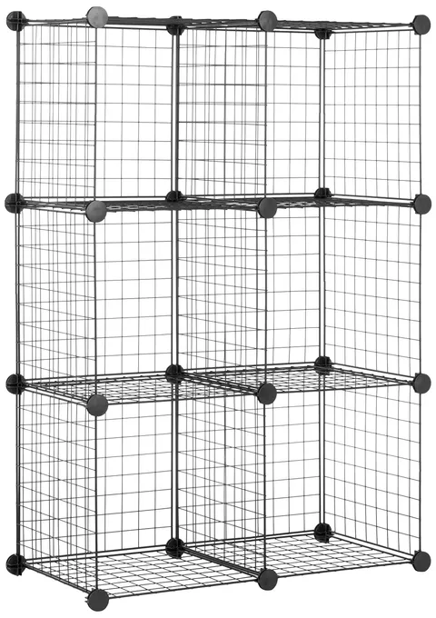 Amazon Basics Scaffalatura in filo, Sei cubi, 6 ripiani, Nero, 37 D x 77 W x 114 H cm