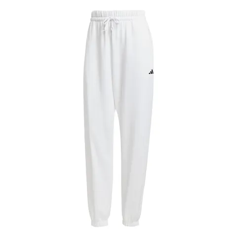 adidas Donna Essentials Small Logo French Terry Cuffed Pants, White/Black, XXS