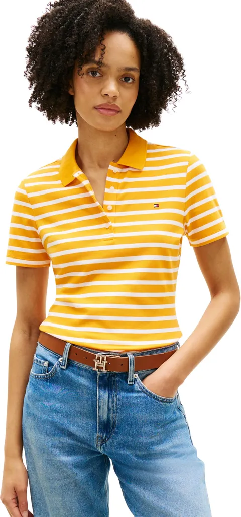 Tommy Hilfiger Polo Donna 1985 Slim Pique SS Ww0Ww43225, Arancione, XS