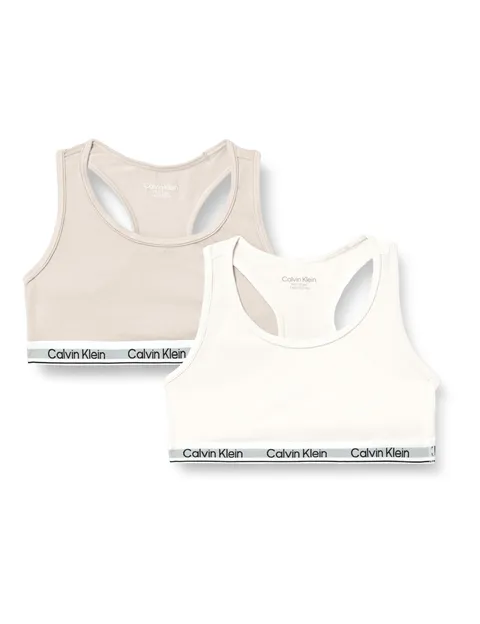 Calvin Klein 2pk Bralette, Bambine e ragazze, Pink (Oystergrey/Tofu), 8-10 anni