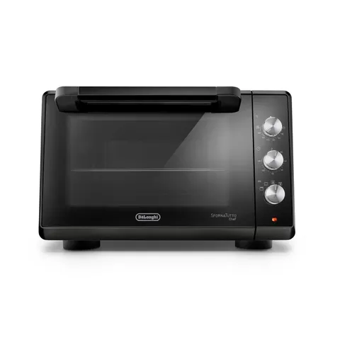 De'Longhi Sfornatutto Chef EO34302 Forno Elettrico Ventilato con 4 Modalità di Cottura, Porta Doppio Vetro, Temperatura 80-230°C, Timer 120', Include Teglia e Griglia, Capacità 34L, 2000W, Nero
