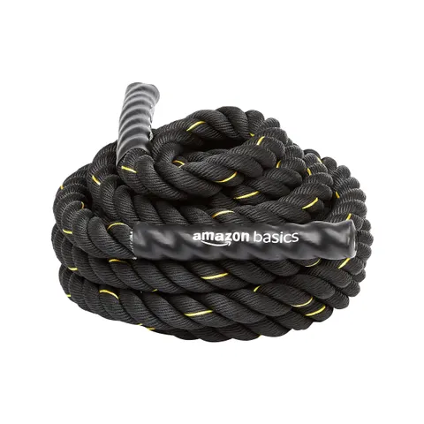 Amazon Basics Battle Rope da 3,8 cm x 9 m, fune pesante da allenamento, nero