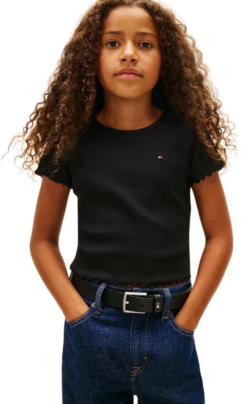 Tommy Hilfiger Ragazze Essential Rib Top SS Kg0kg08590 Altri Top Nero (Nero) 12 Mesi