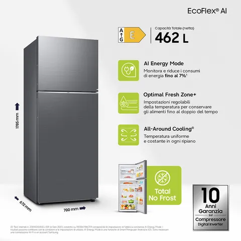 Samsung Frigorifero Doppia Porta EcoFlex RT42CG6644S9/ES con Cassetto per Ghiaccio, Wifi