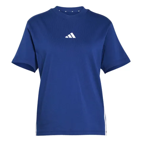 adidas Donna Essentials 3-Stripes Cotton Shirt, Dark Blue/White, M