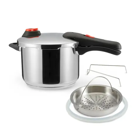 Amazon Basics Pentola a Pressione in Acciaio Inox a Induzione - 6 litri, Argento