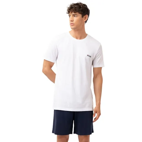Fila Pigiama Uomo Cotone 100%, Set Maglietta e Pantaloni Corti Uomo, Morbido e