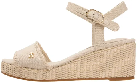 Tommy Hilfiger Espadrillas da donna Mid Woven Wedge Espad Fringe FW0FW09470 Zeppa, Beige