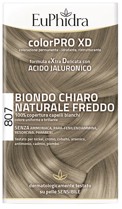 Euphidra - ColorPro XD 807, Biondo Chiaro Naturale Freddo, Risultato Luminoso e Idratato