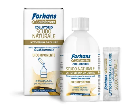 Forhans Collutorio Bicomponente con Lattoferrina Attiva Scudo Naturale, Contrasta Black