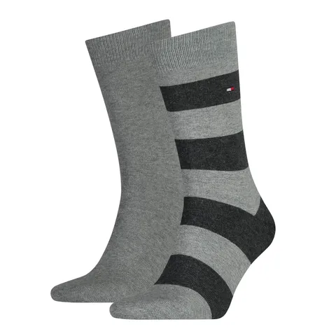 Tommy Hilfiger Th Men Rugby Sock 2p Calze, Grigio (Anthracite 201), 43-46 (Pacco da 2) Uomo