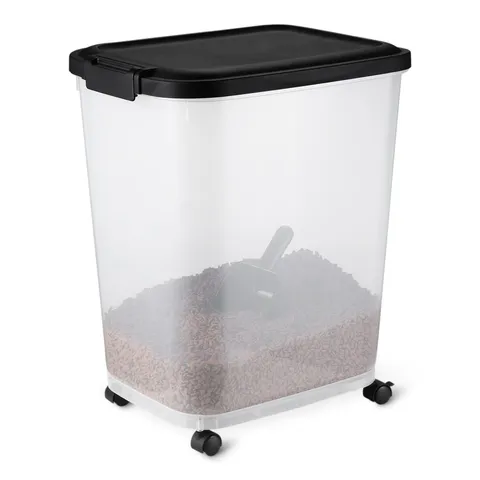 Amazon Basics, Contenitore per Cibo per Animali Domestici da, 15.8 kg,Trasparente e Nero