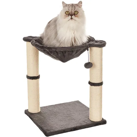 Amazon Basics Albero per gatti con amaca e palo tiragraffi, 40,6 x 50,8 x 40,6 cm, grigio