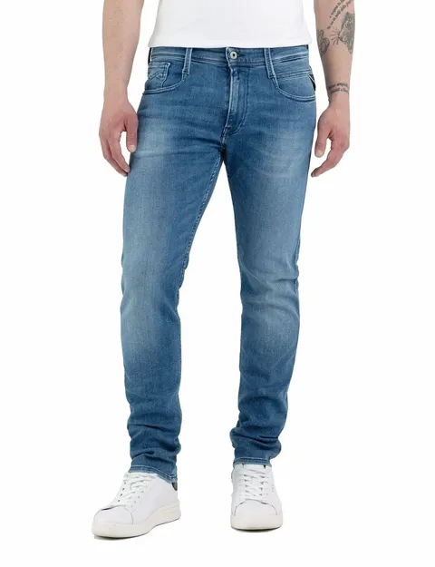Replay Jeans Anbass Slim Fit da Uomo con Power Stretch, Blu (Medium Blue 009), W38 x L34