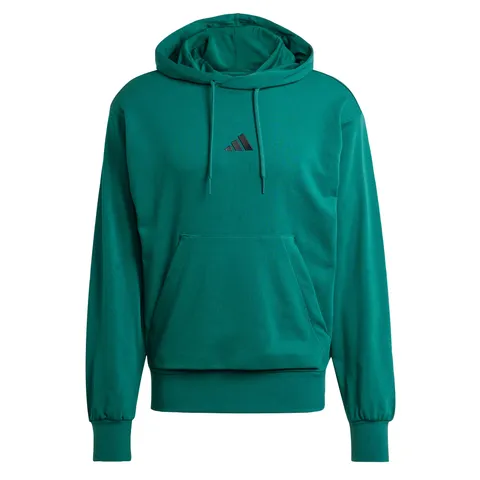 adidas Uomo Essentials Feelcozy French Terry Hoodie, Collegiate Green/Black, S