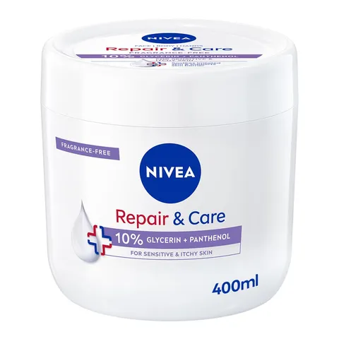 Nivea Repair & Care Sensitive Senza Profumo 400 ml, Crema multiuso idratante 72H per