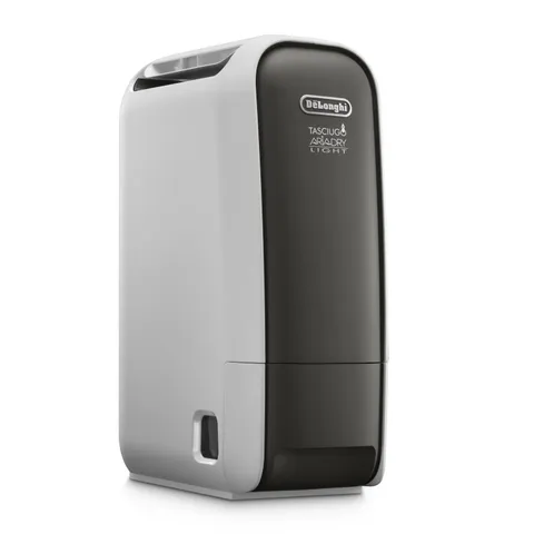 De'Longhi Tasciugo AriaDry Light - Deumidificatore Casa Portatile, Tecnologia Zeolite e Ionizzatore, 6L/Giorno, Asciugabiancheria, Antimuffa, Silenzioso, Funzione Swing, Timer, Grigio (DNS65)