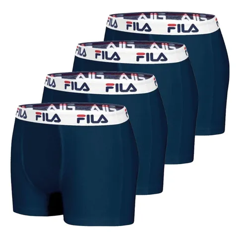 Fila Mutande Boxer Uomo Cotone, Set da 4, Blu NV (S)