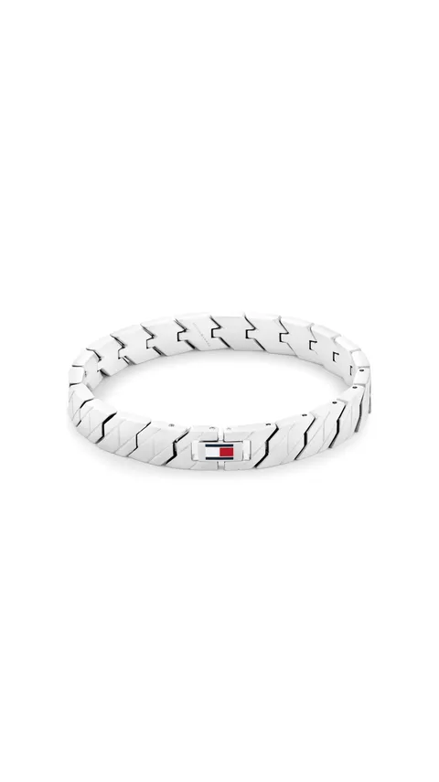 Tommy Hilfiger Jewelry Bracciale a Maglie da Uomo in Acciaio Inossidabile con la Bandiera