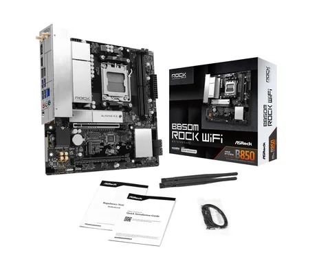 ASRock B850M Rock WiFi Socket AM5 Micro-ATX Motherboard, Compatibile con AMD Ryzen Serie