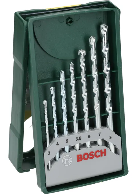 Bosch 7 pz. Set di punte per muratura Mini-X-Line (per muratura, Ø 3-8 mm, accessori