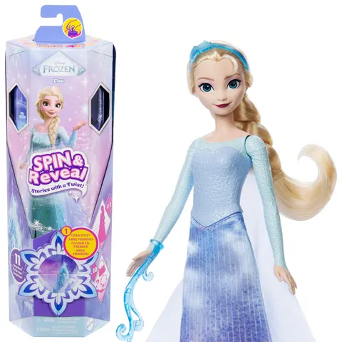 Mattel Disney Frozen - Elsa Spin & Reveal, bambola ispirata al film Disney con 11