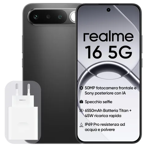 Smartphone realme 16 5G, 6GB+256GB, Display Amoled 120Hz 6,57", Batteria 6550mAh
