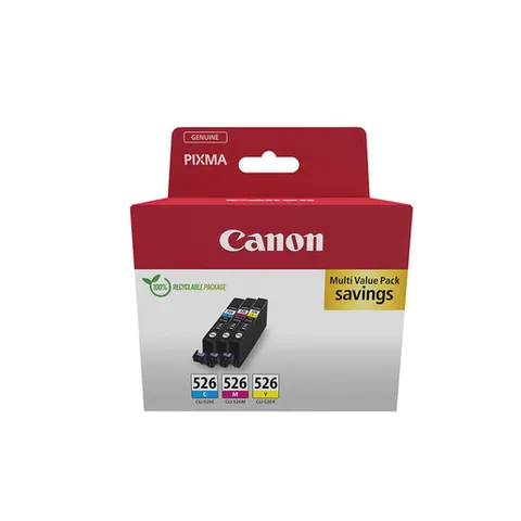 Canon CLI-526 C M Y Confezione da 3 Cartucce d'inchiostro (Ciano Magenta Giallo) Originale, Cartone Riciclabile 2024
