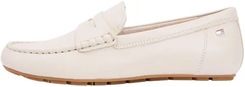 Tommy Hilfiger Donna Mocassini Flag Leather Driver in Pelle, Beige (Classic Beige), 39