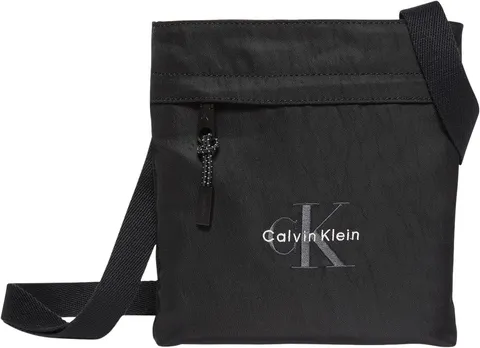 Calvin Klein Uomo Borsa a Tracolla Bold Flatpack con Logo, Nero (Black), Taglia Unica