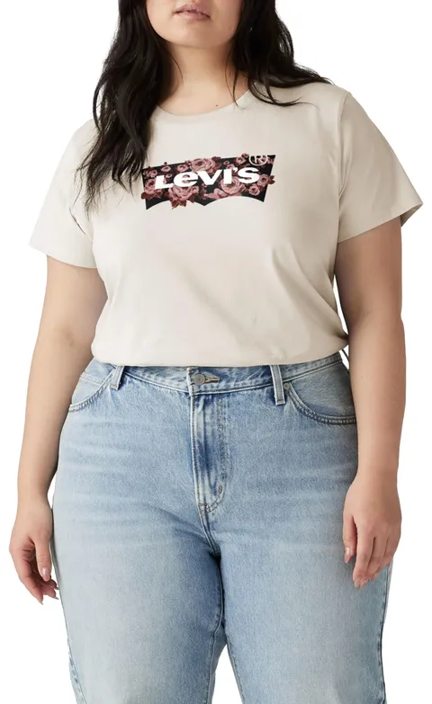 Levi's PL Perfect Tee Rose Fill Plus Egret GRAP, Rose Fill Plus Egret, XL
