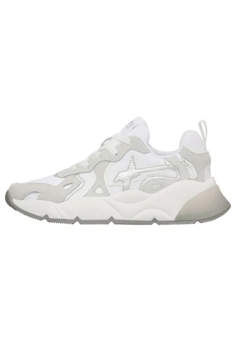 w6yz Sneakers in Suede e Tessuto Tecnico, Bianco-Argento-Bianco 36
