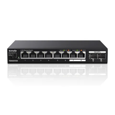 Tenda Switch Ethernet 2.5 Gigabit 8 Porte con 2 Porte SFP+ 10 G (VLAN, aggregazione