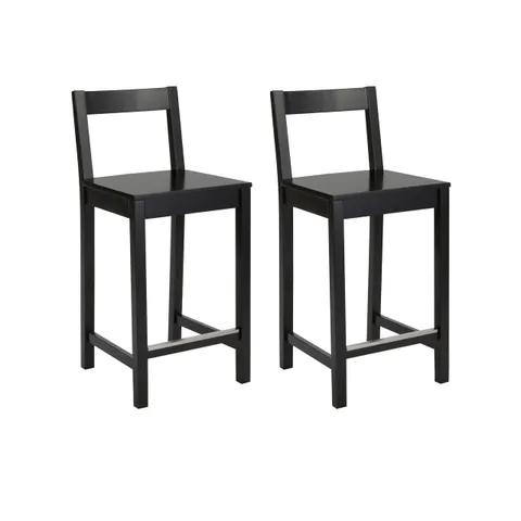 Amazon Basics Set di 2 sgabelli con schienale da bancone della cucina, in legno massello