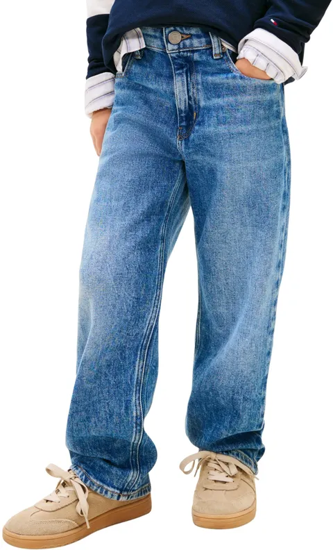 Tommy Hilfiger Bambino Jeans Heritage Flag Worker Baggy Fit, Blu (Denim Medium Vintage)