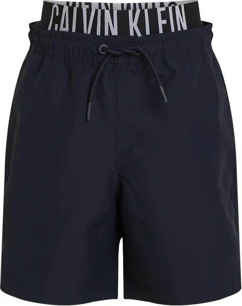 Calvin Klein Bambino Pantaloncino da Bagno Medium Double con Fascia con Logo, Blu (Dark