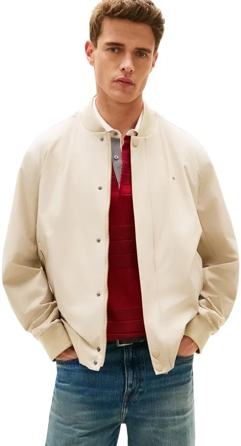 Tommy Hilfiger Uomo Bomber Tech Lightweight Relaxed Fit, Beige (Sandalwood), S