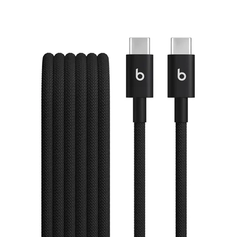 Beats da USB-C a USB-C Cavo in tessuto intrecciato, ricarica rapida, resistente e antigroviglio, caricatore compatibile per dispositivi Apple e Android (1,5 m) - Nero nucleare