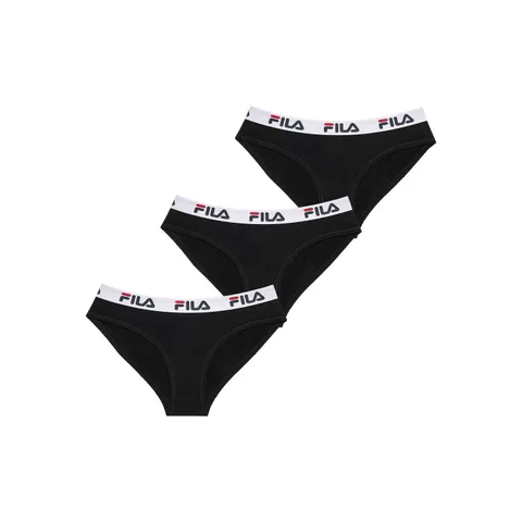 FILA Mutande Donna Cotone, Intimo Donna Stretch, Confortevole e Morbido Set di 3, Nero